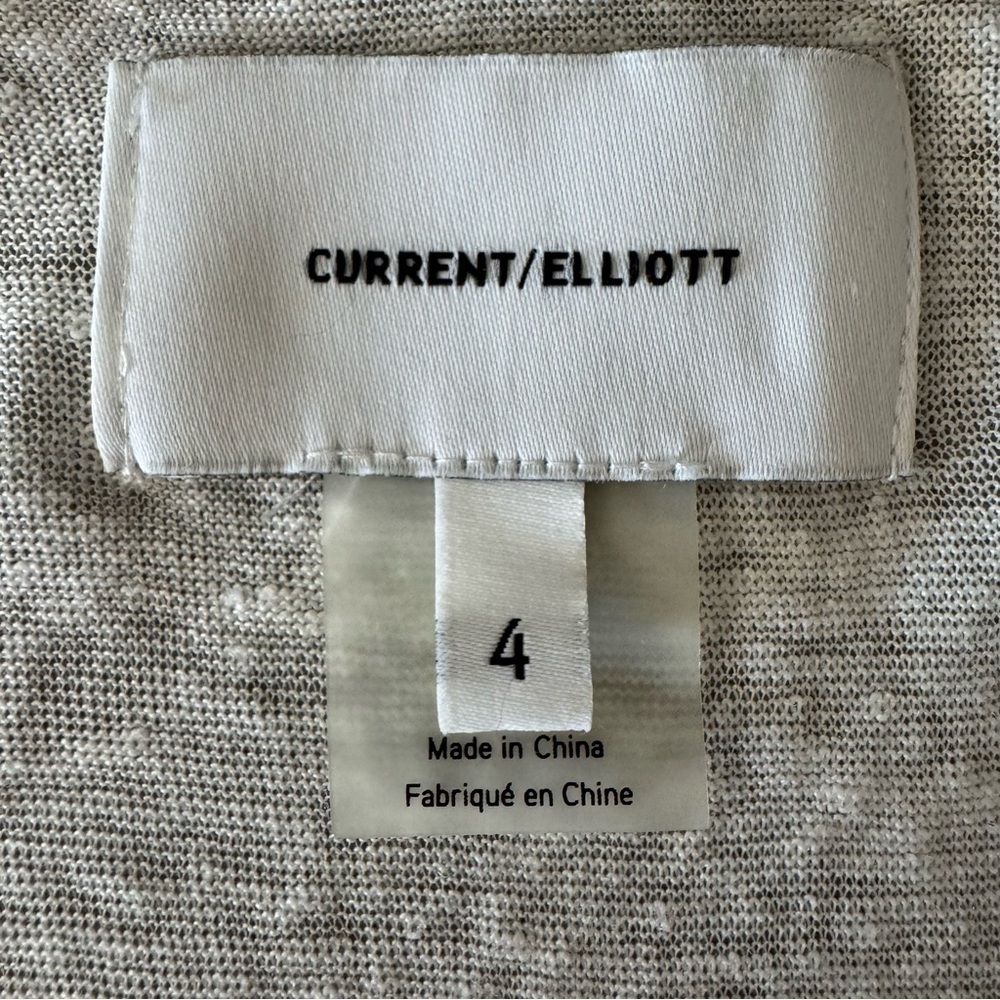 CURRENT/ELLIOTT “The Cosmos Tee” 100% Linen Flutter Sleeve Knit Top W/Tag 4/XL - Picture 3 of 14